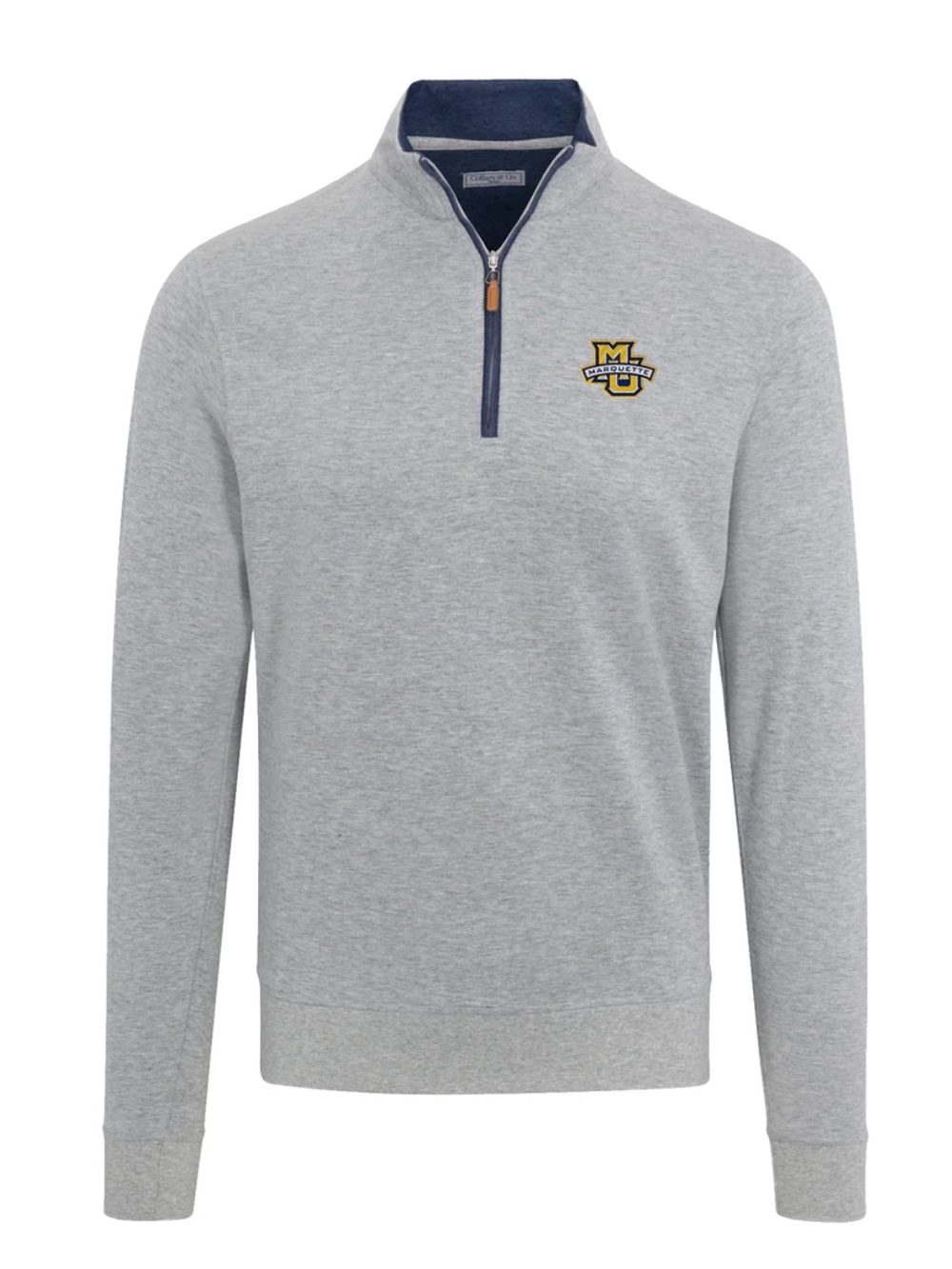 NEW Collars & Co. Light Gray Marquette Heather Cloud Cotton Quarter Zip Large